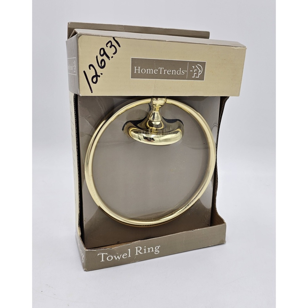 Gold Tone 6" Wall Mount Round Towel Ring Holder Hanger Bathroom Kitchen Complete